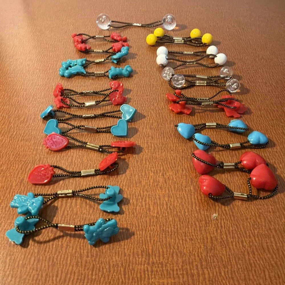 Goody Vtg Ponytail Holders Twin Ball Heart Style Bead Hair Ties Set Of 12 Pairs‎